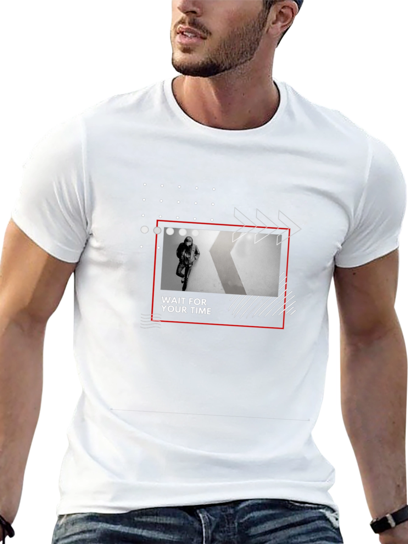 Trendy Wait For Your Time Graphic Black T-Shirt