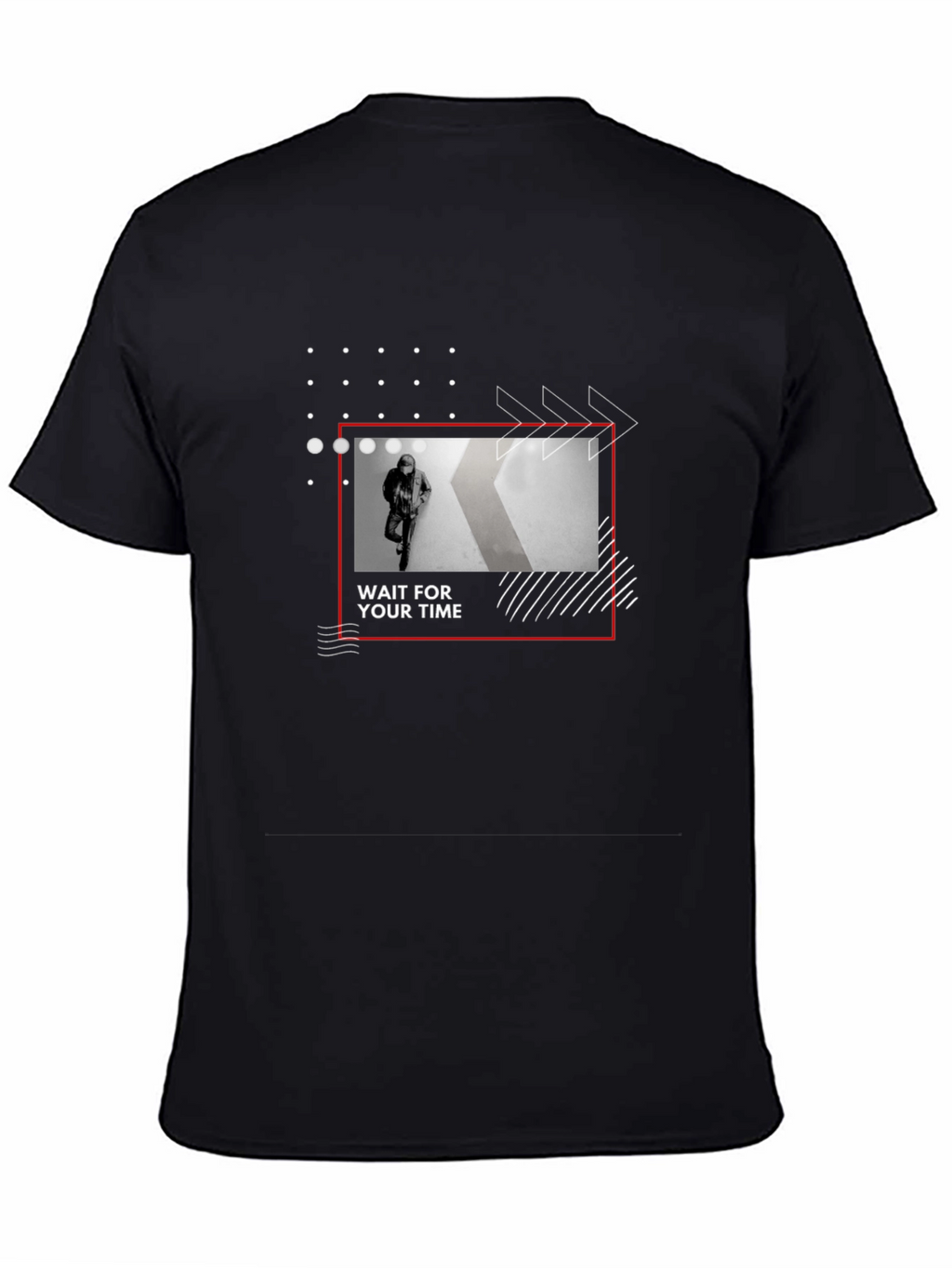 Trendy Wait For Your Time Graphic Black T-Shirt