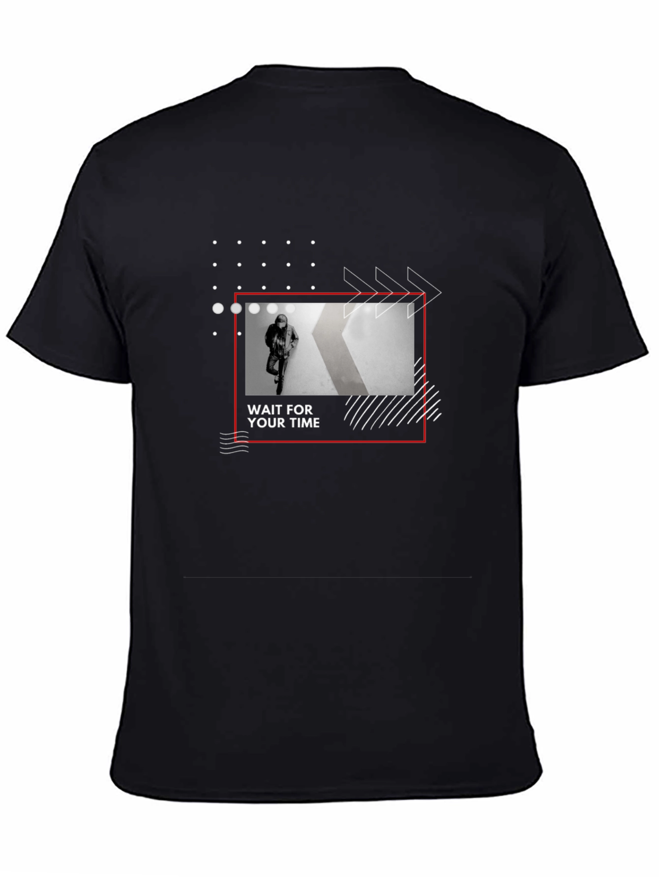 Trendy Wait For Your Time Graphic Black T-Shirt
