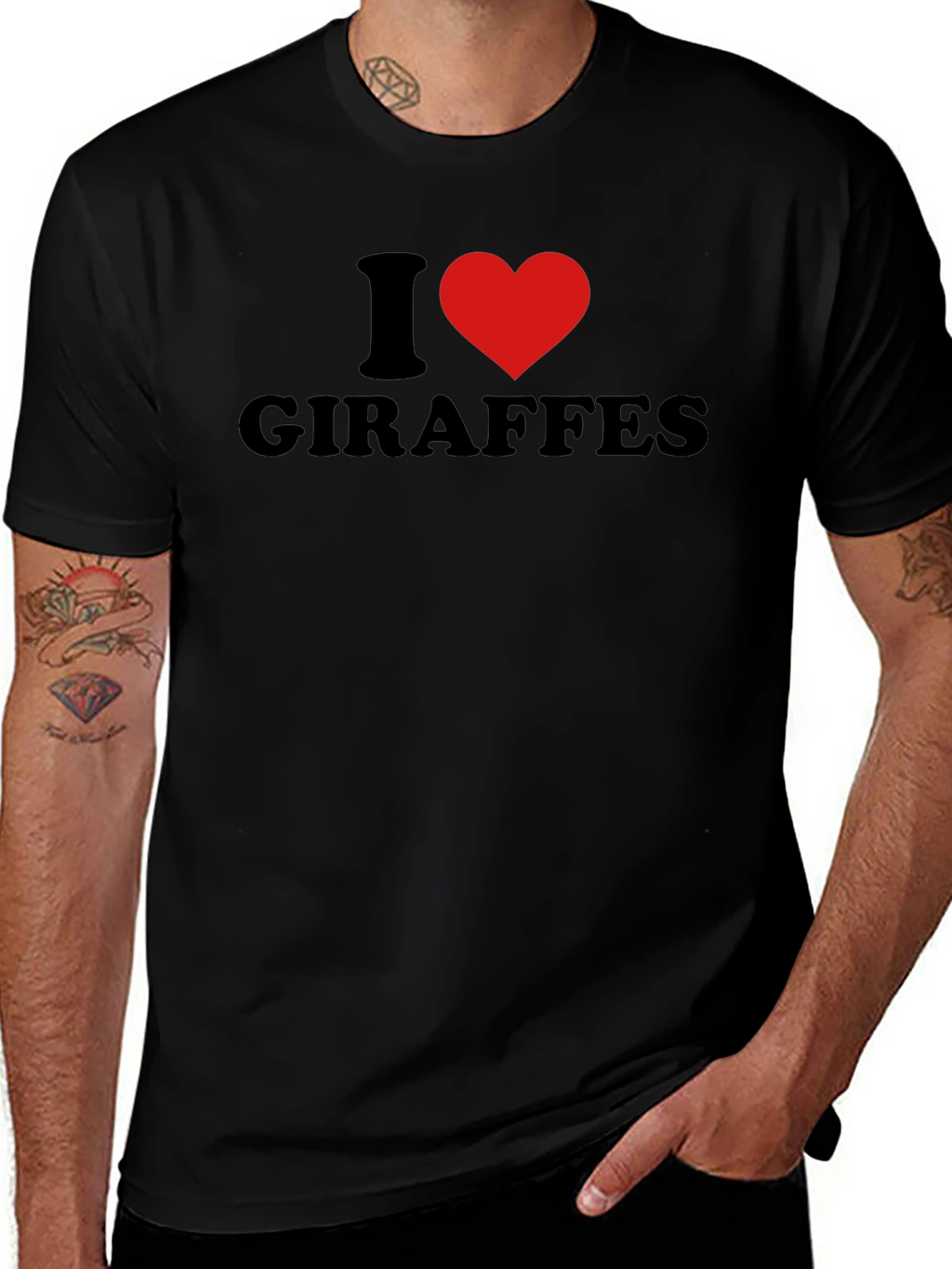 I Heart Giraffes Graphic Tee - Black