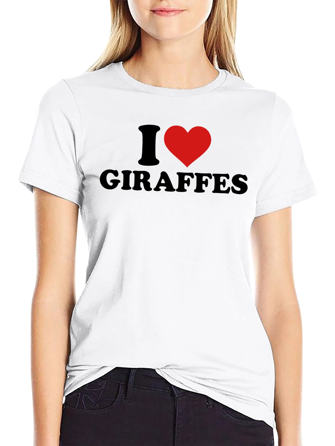 I Heart Giraffes Graphic Tee - Black