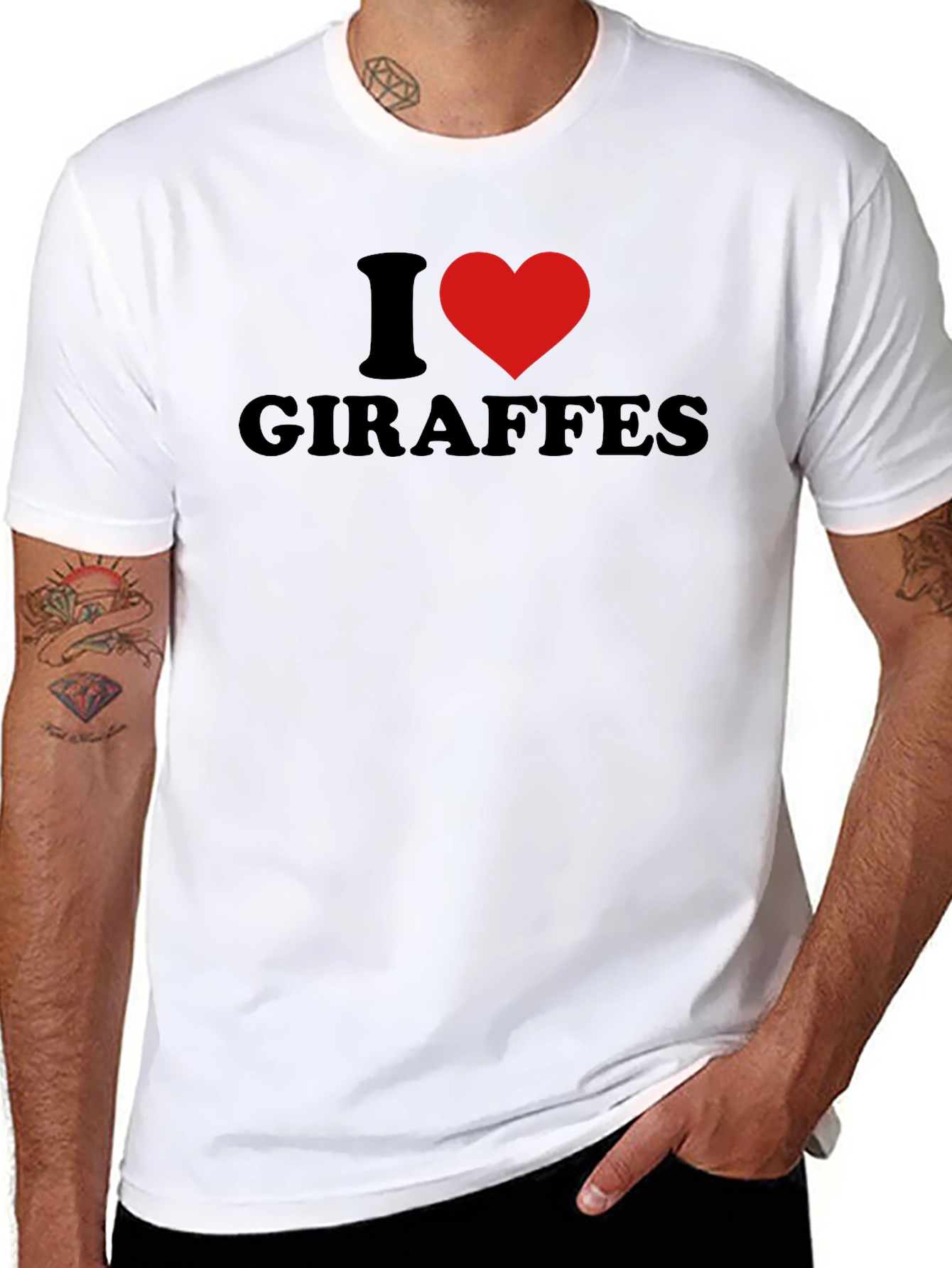 I Heart Giraffes Graphic Tee - Black