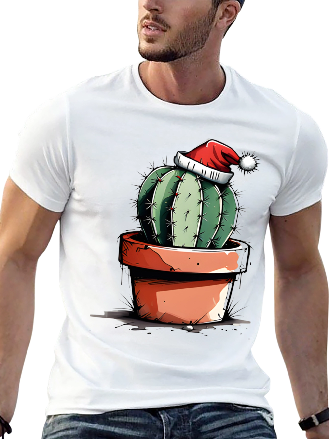 Festive Cactus Tee - Holiday Humor Shirt