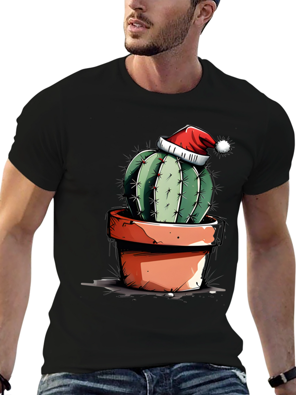 Festive Cactus Tee - Holiday Humor Shirt
