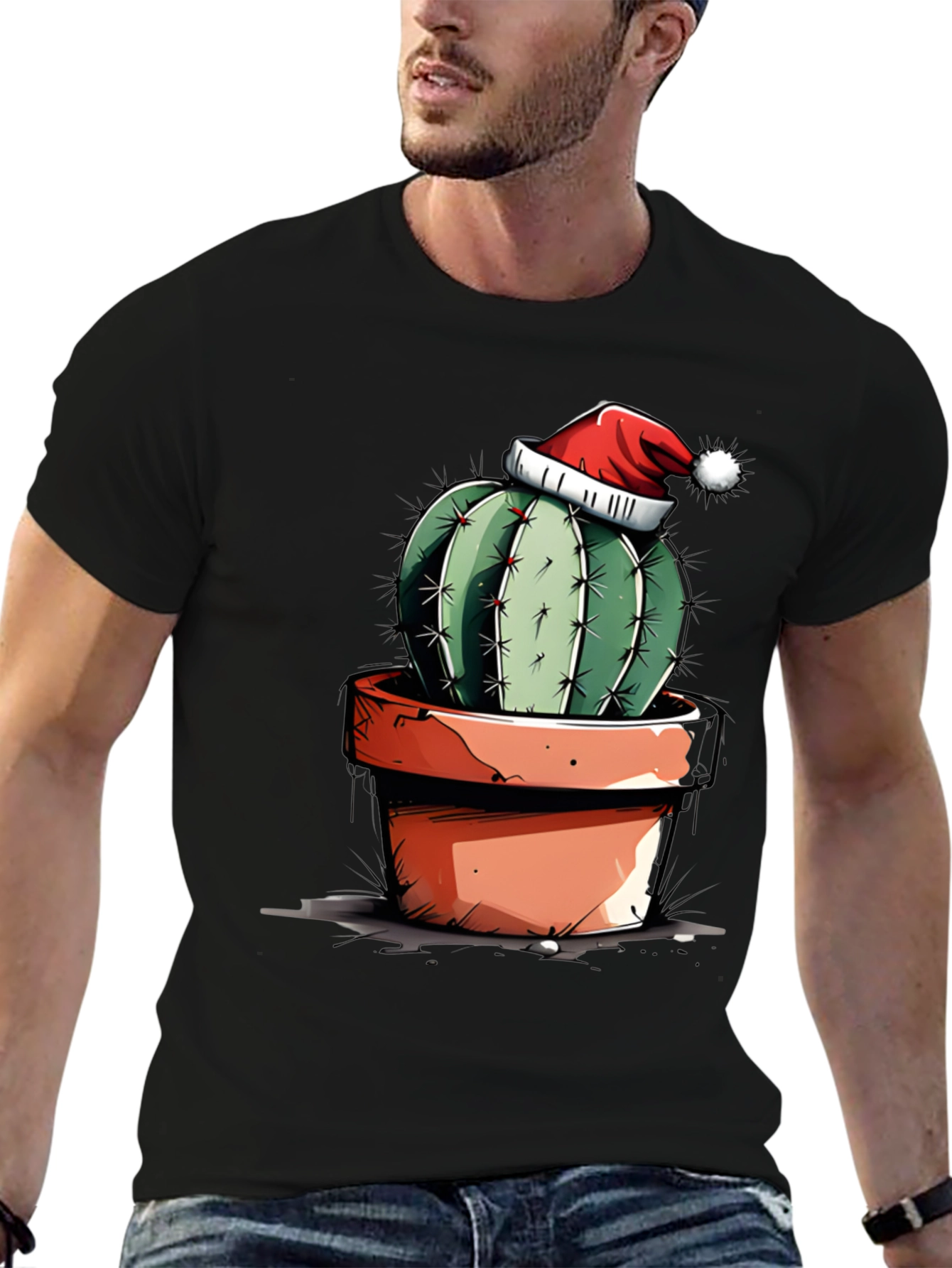 Festive Cactus Tee - Holiday Humor Shirt