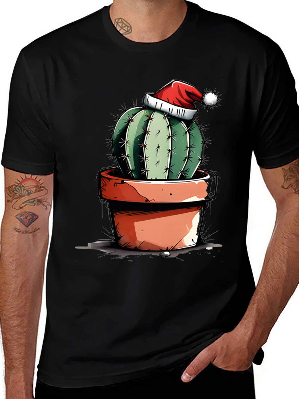 Festive Cactus Tee - Holiday Humor Shirt