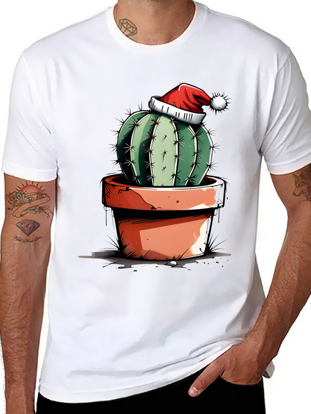 Festive Cactus Tee - Holiday Humor Shirt