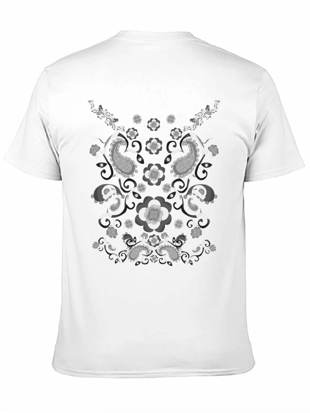 Paisley Flower Print Black T-Shirt
