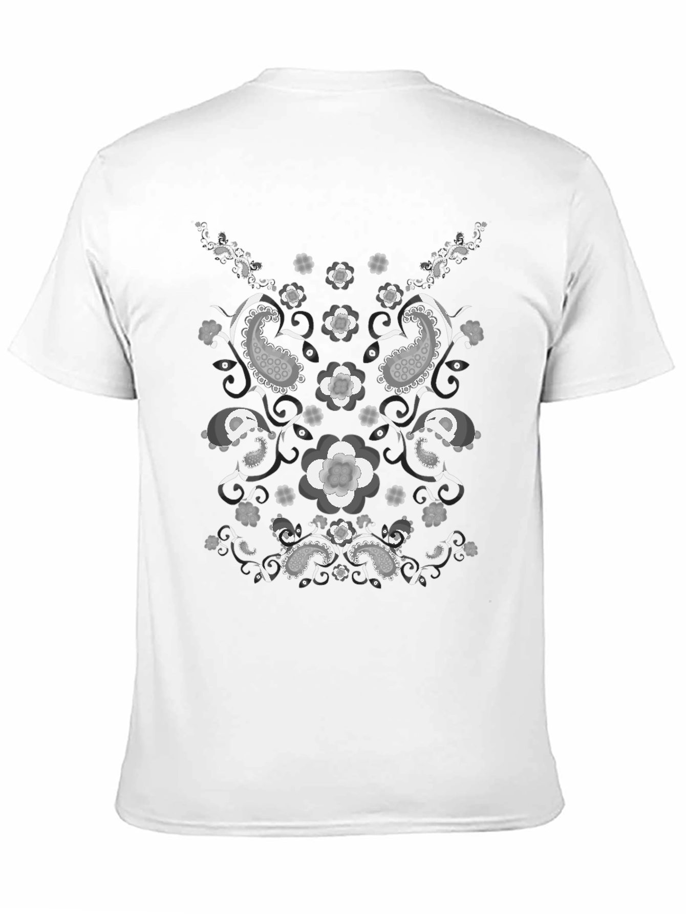 Paisley Flower Print Black T-Shirt