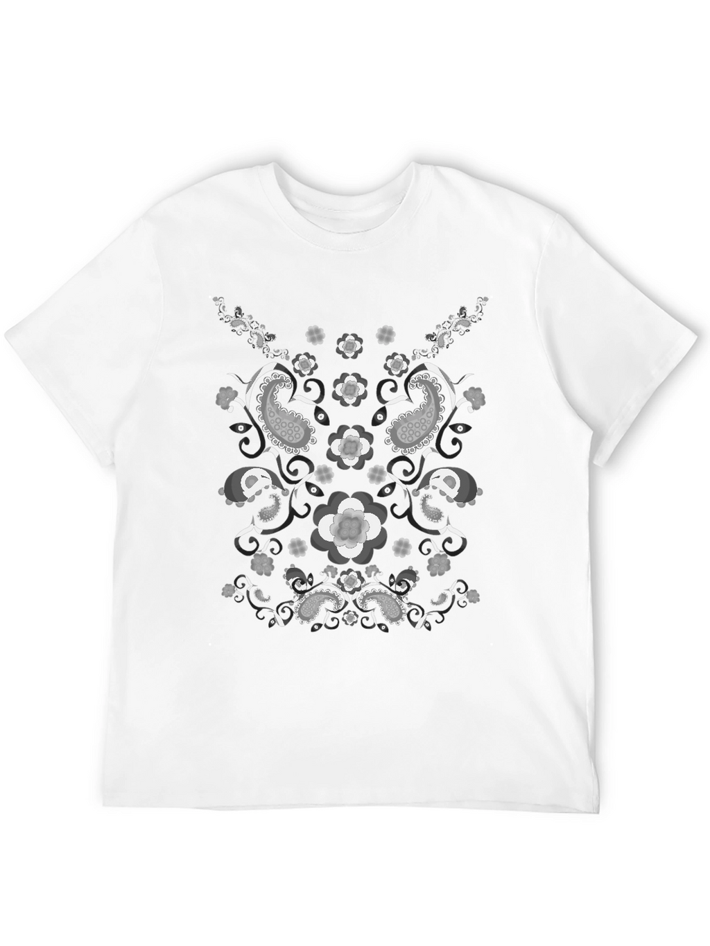 Paisley Flower Print Black T-Shirt