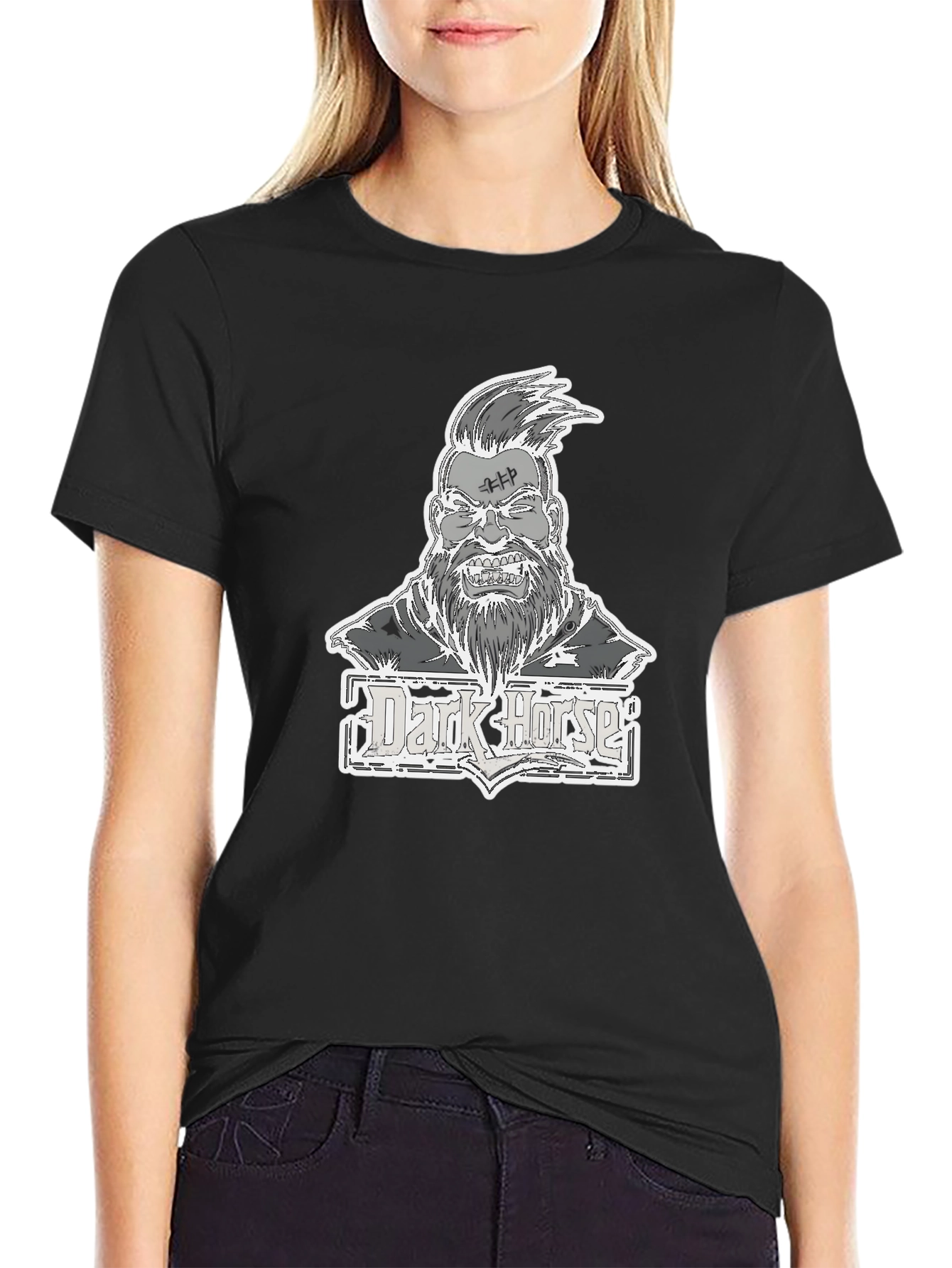 Dark Horse Graphic Print Black Tee for Men