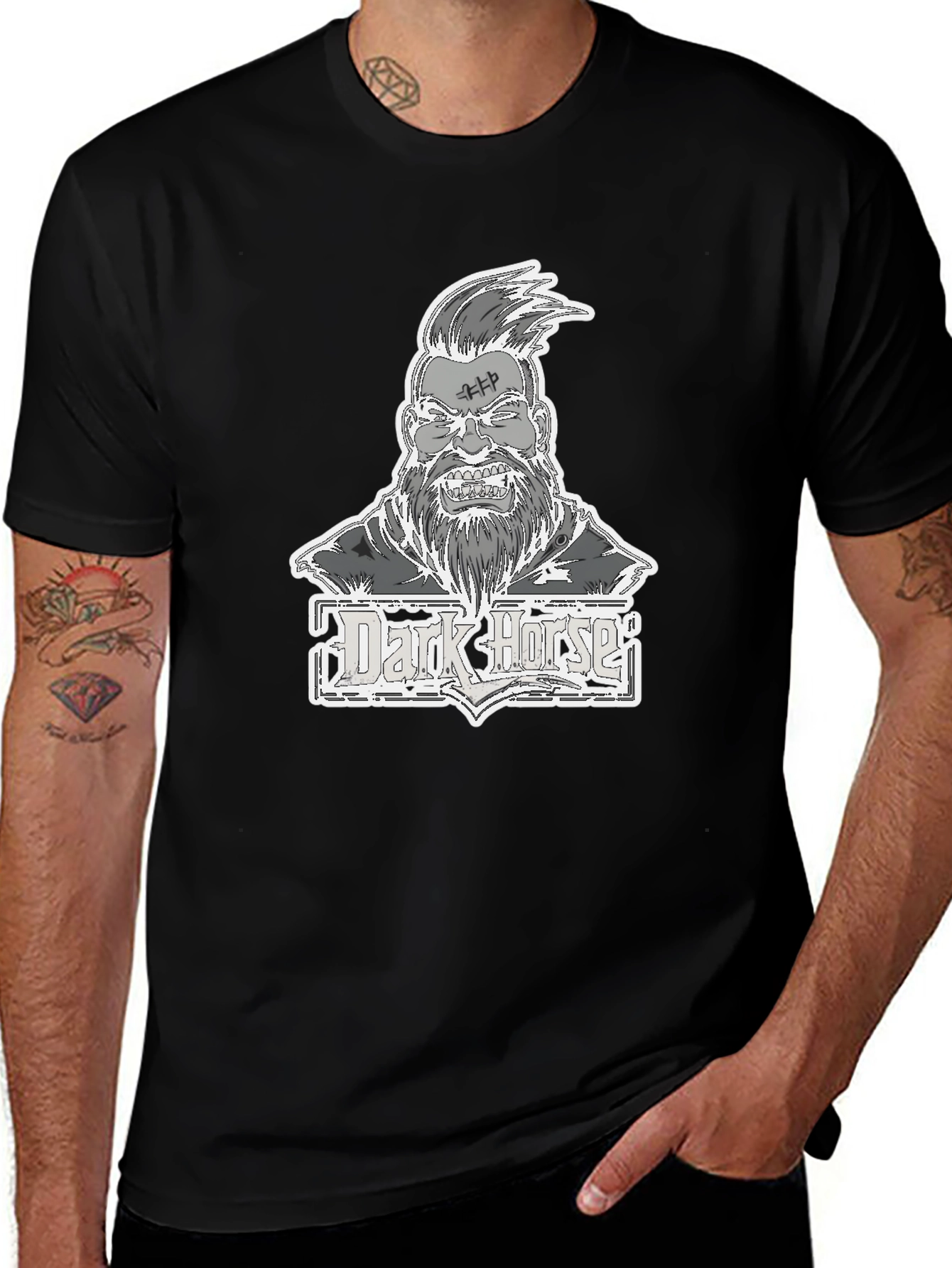 Dark Horse Graphic Print Black Tee for Men