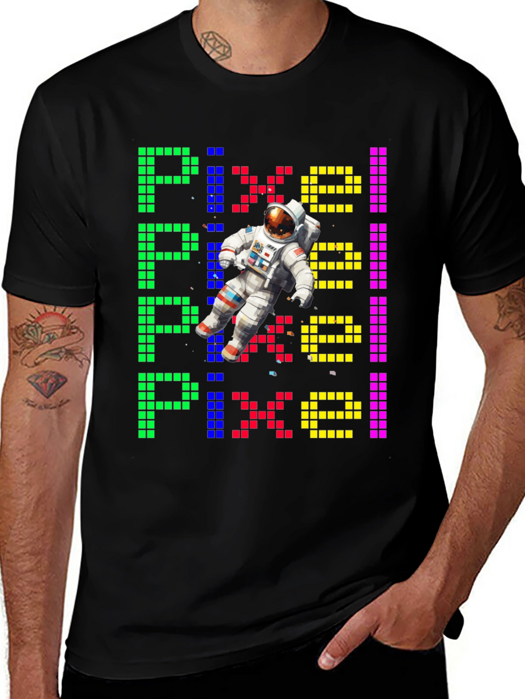 Pixel Astronaut Graphic Tee - Unique Design