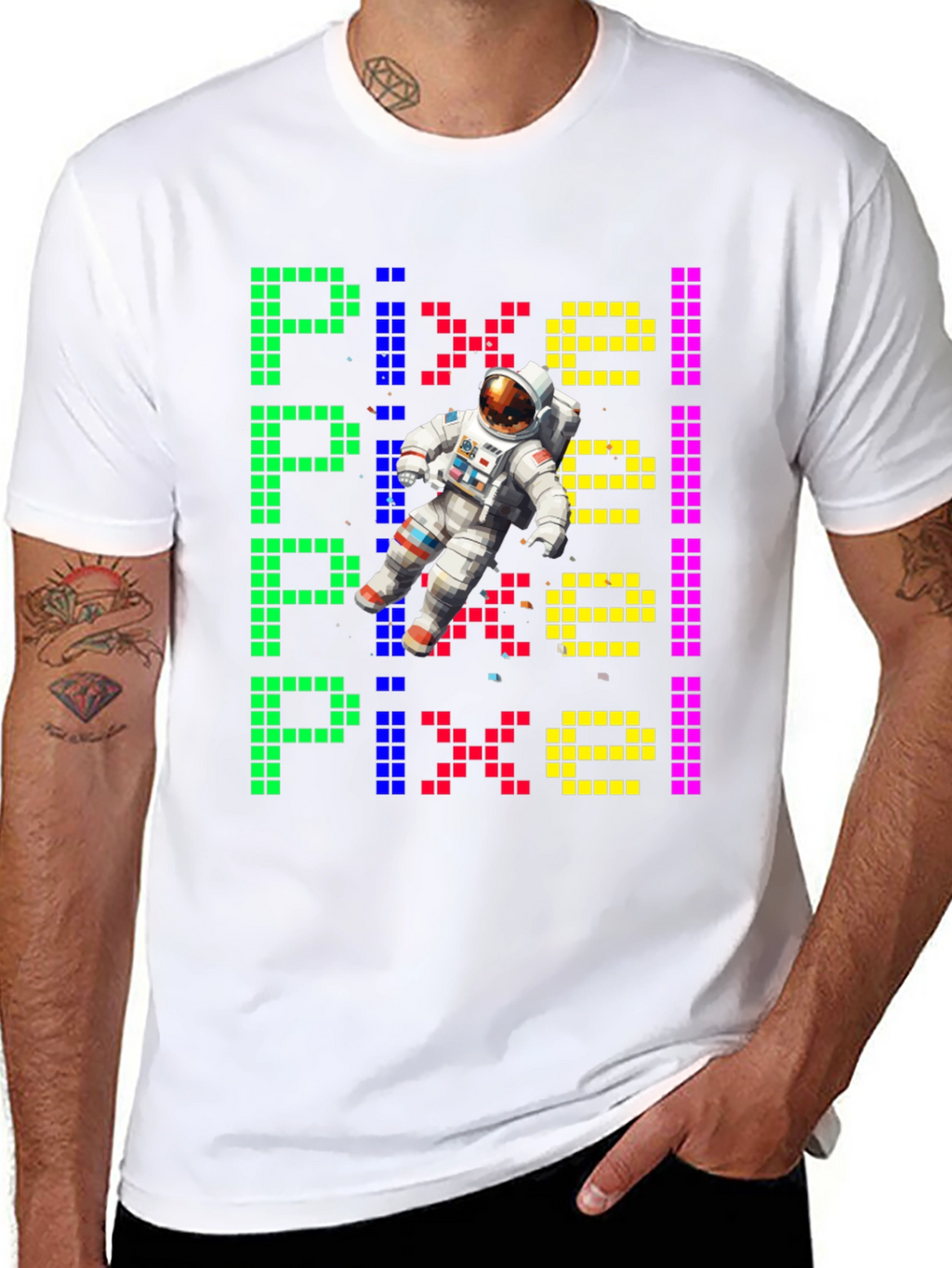 Pixel Astronaut Graphic Tee - Unique Design
