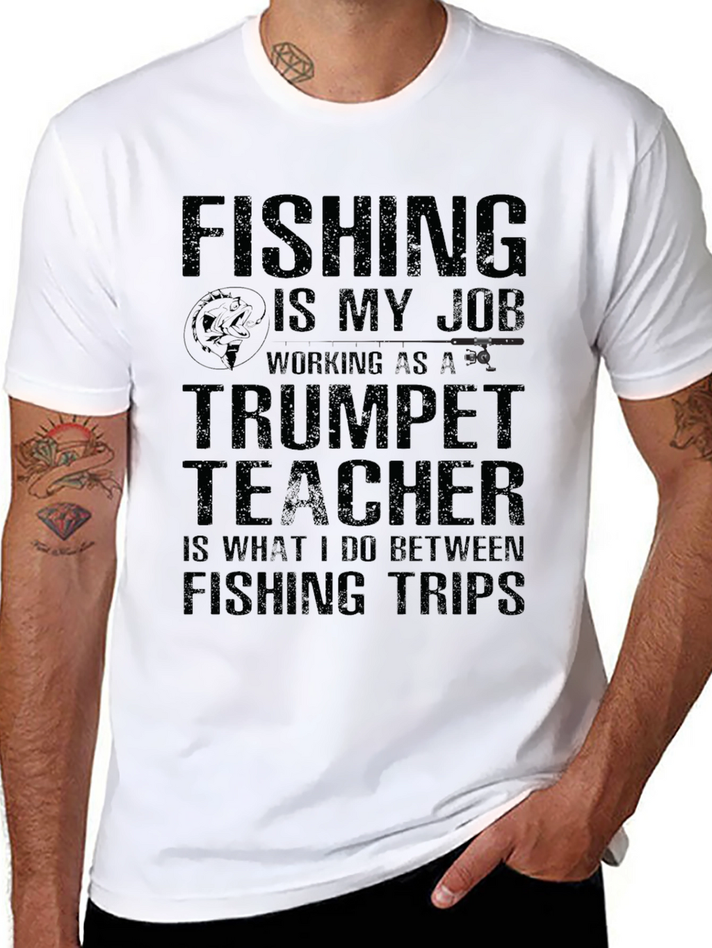 Fishing is My Job T-Shirt Trumpet Teacher Tee