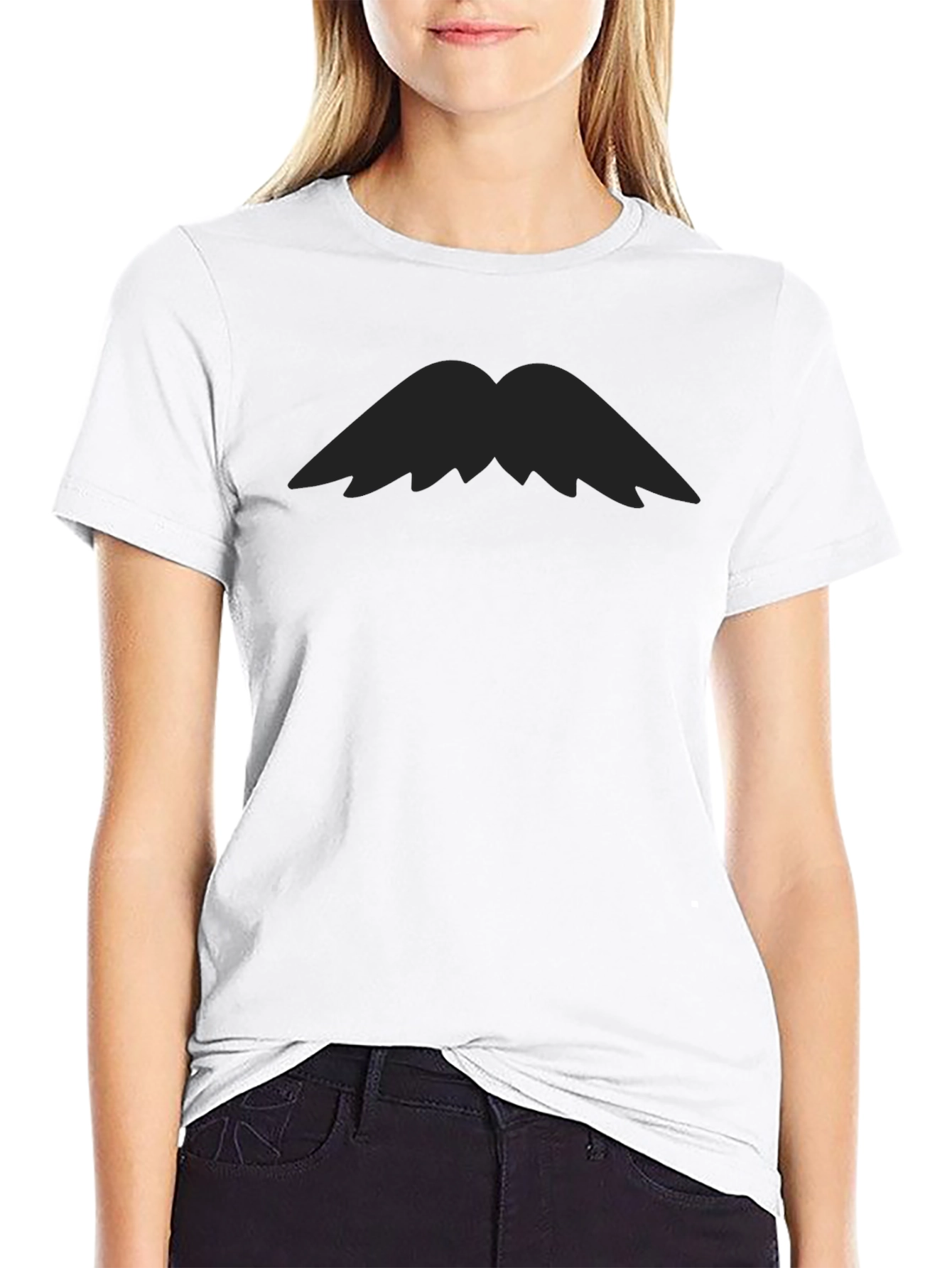 Mustache Graphic Tee - Bold Black Cotton T-Shirt