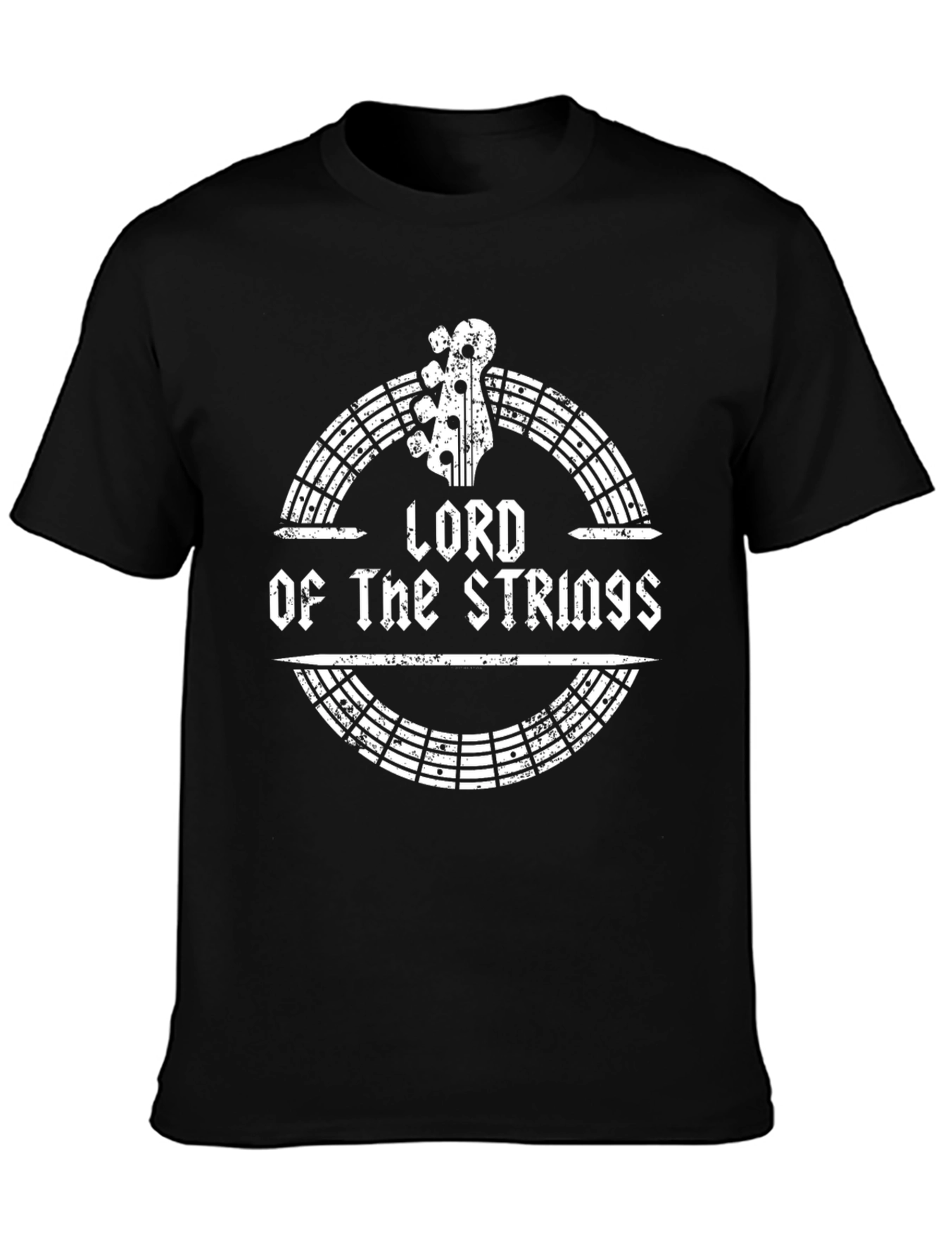 Lord of the Strings Black Graphic T-Shirt