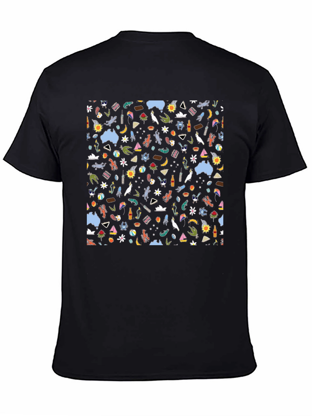 Fun Australia Pattern Black T-Shirt