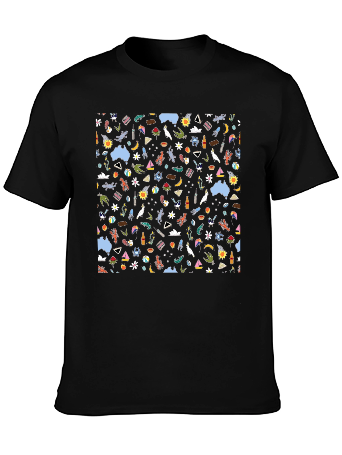 Fun Australia Pattern Black T-Shirt