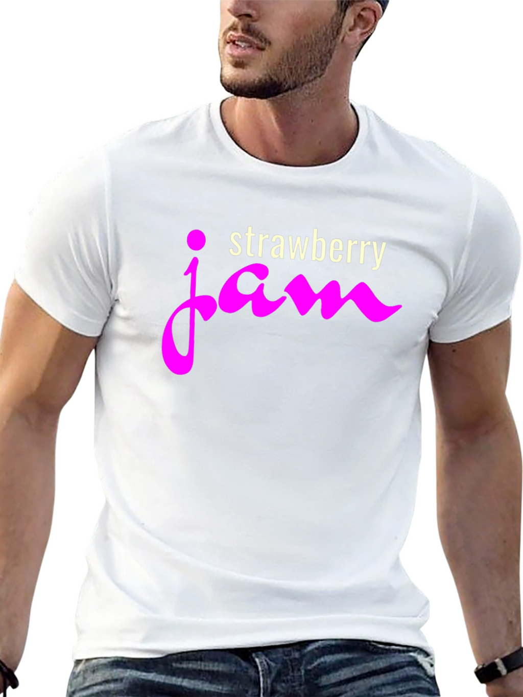 Strawberry Jam Graphic Tee - Casual Black T-Shirt