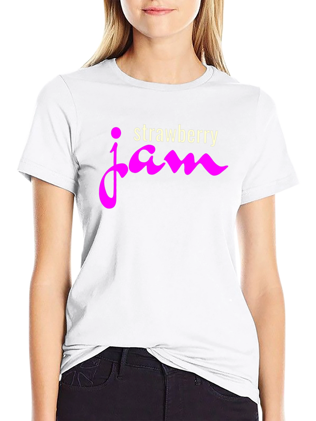Strawberry Jam Graphic Tee - Casual Black T-Shirt