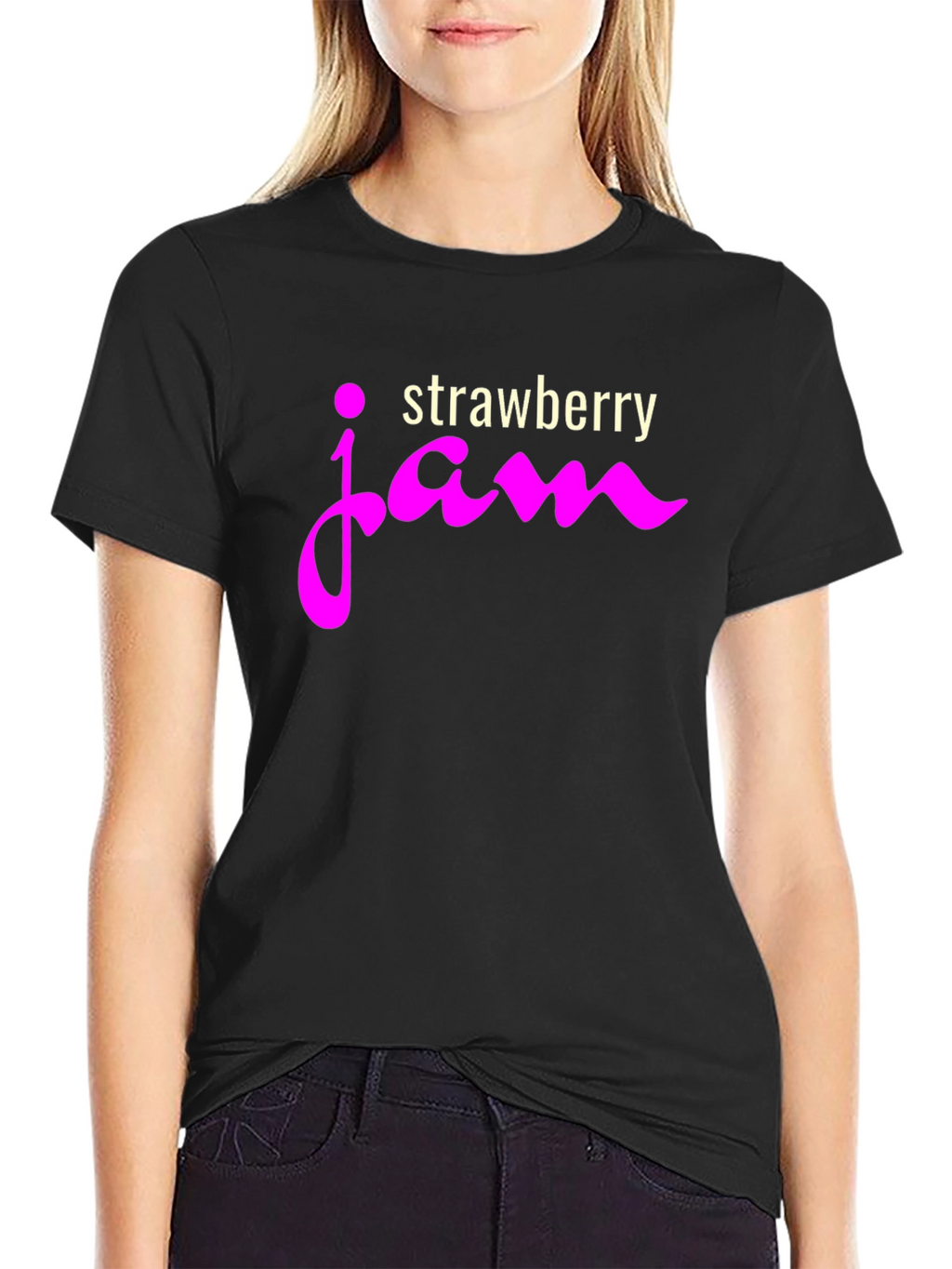 Strawberry Jam Graphic Tee - Casual Black T-Shirt