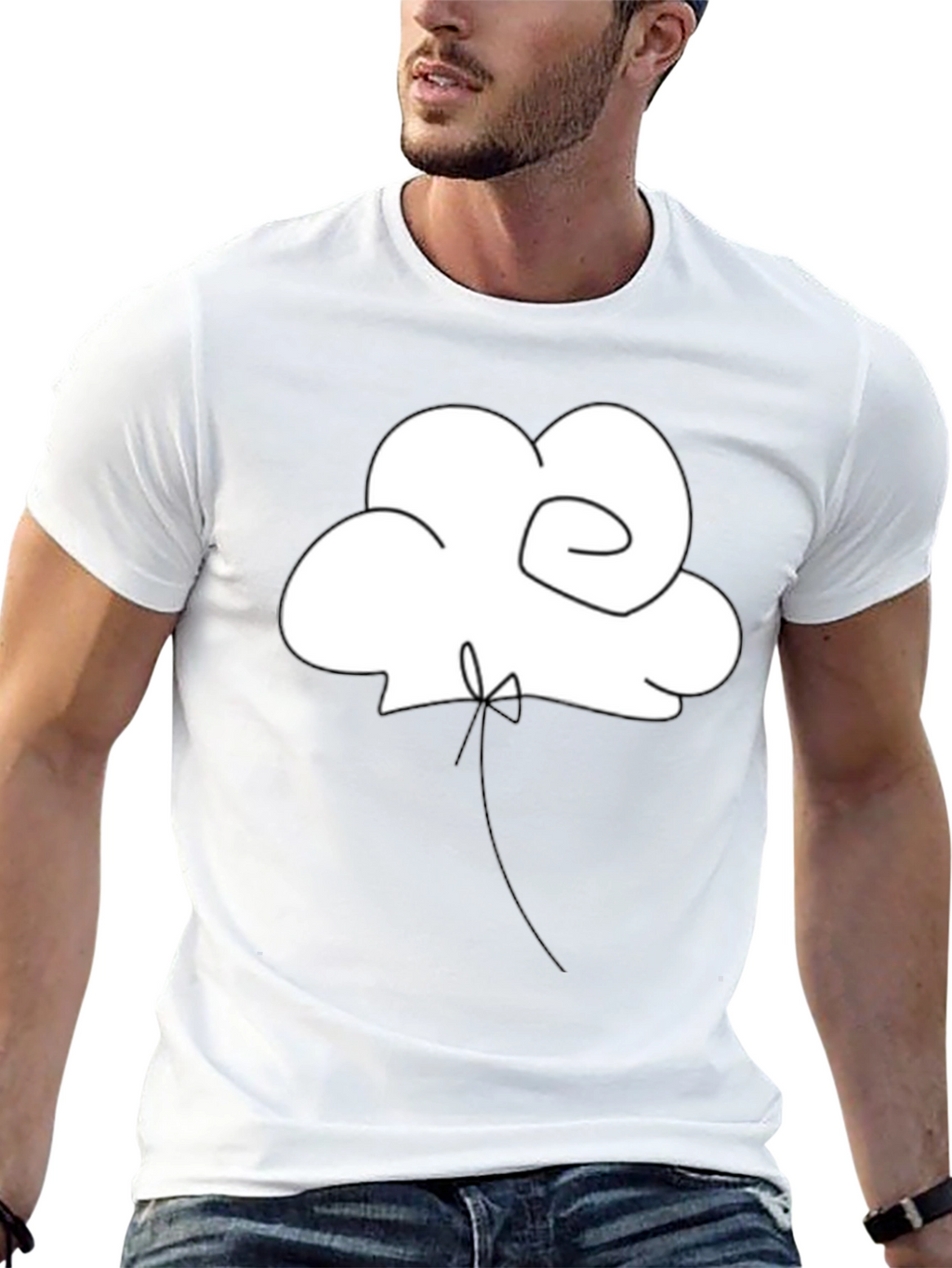 Minimalist Cloud Balloon Black T-Shirt