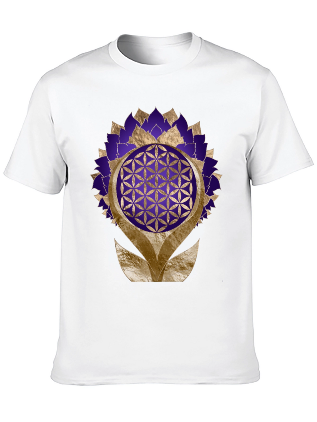 Geometric Flower of Life Graphic Tee - Black