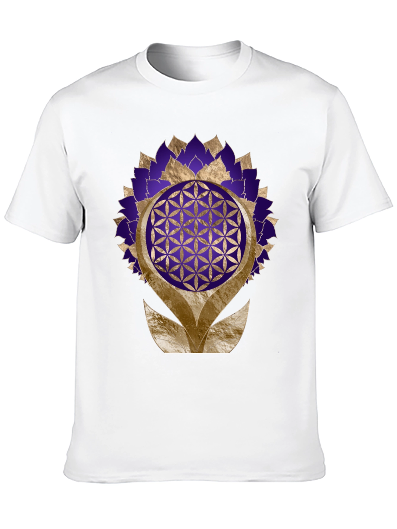 Geometric Flower of Life Graphic Tee - Black