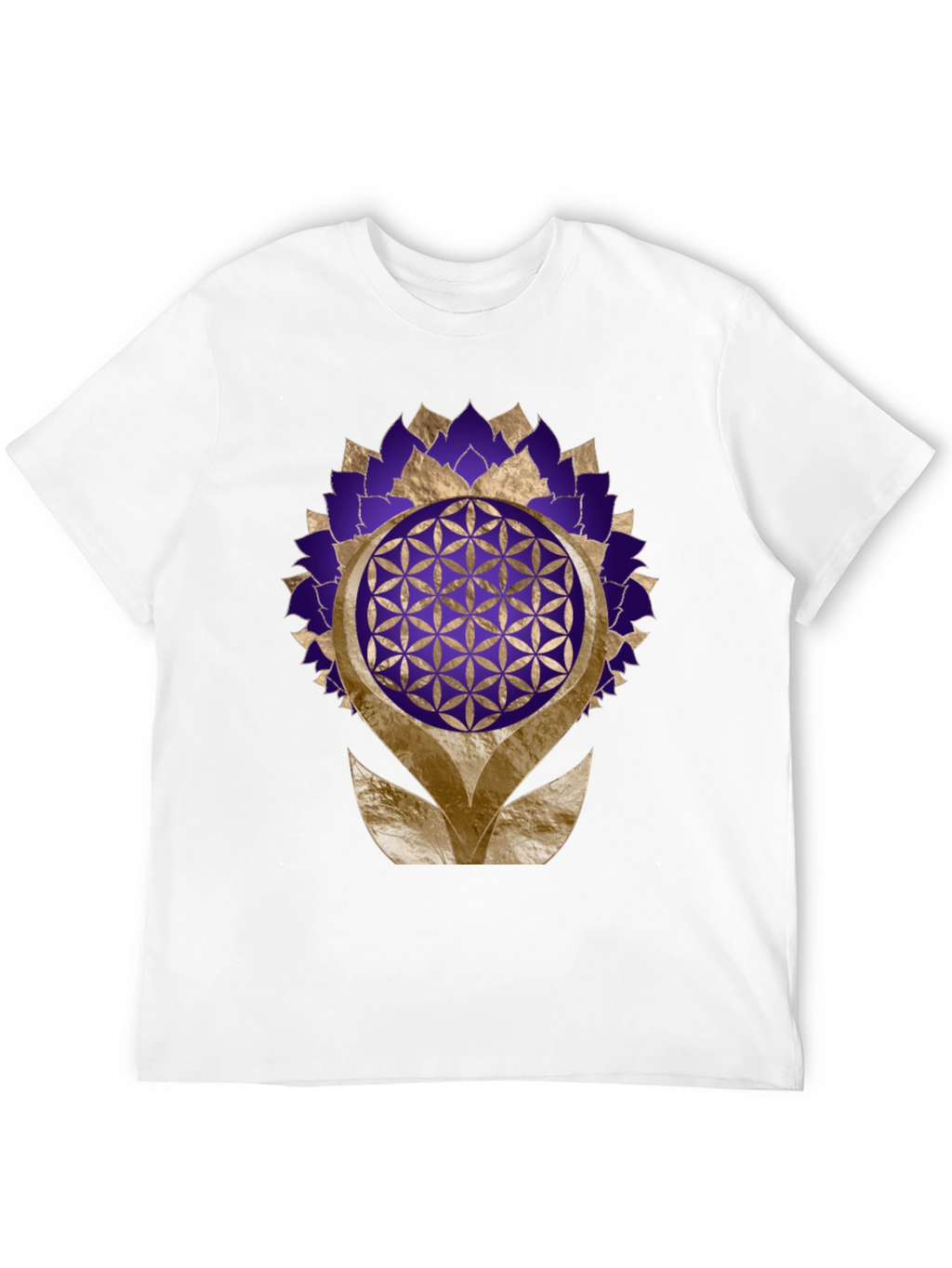 Geometric Flower of Life Graphic Tee - Black