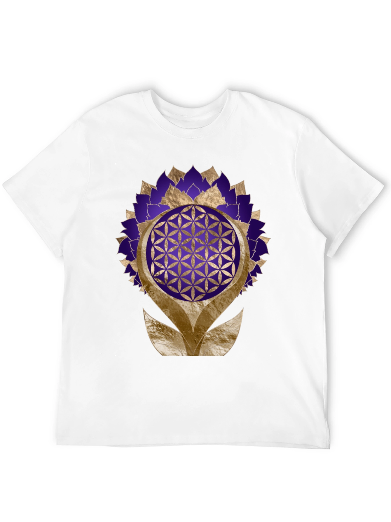 Geometric Flower of Life Graphic Tee - Black