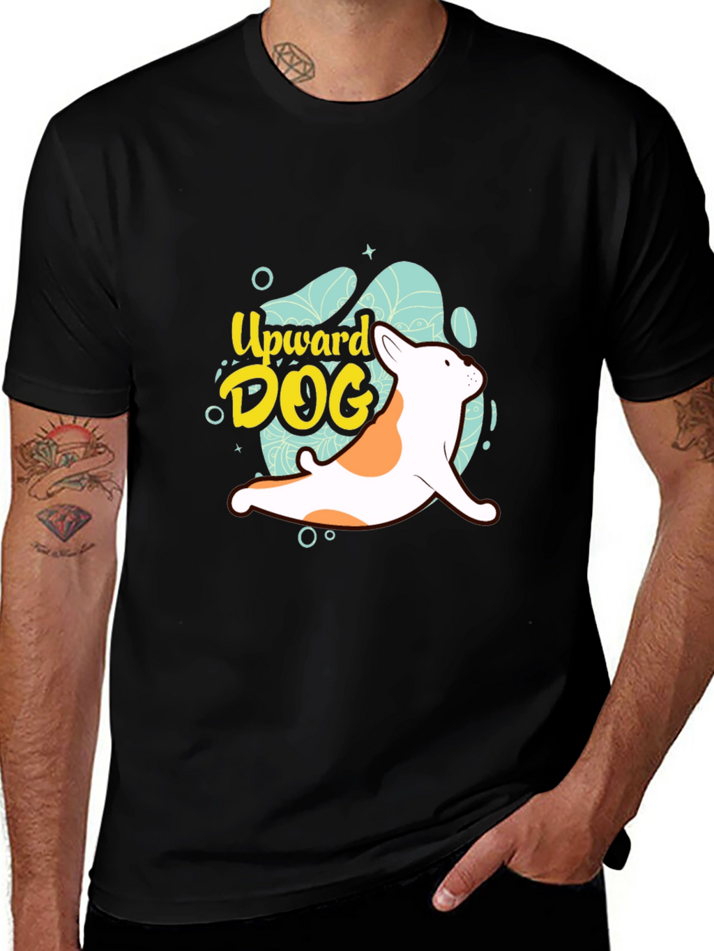 Upward Dog Black T-Shirt - Yoga Lover Tee