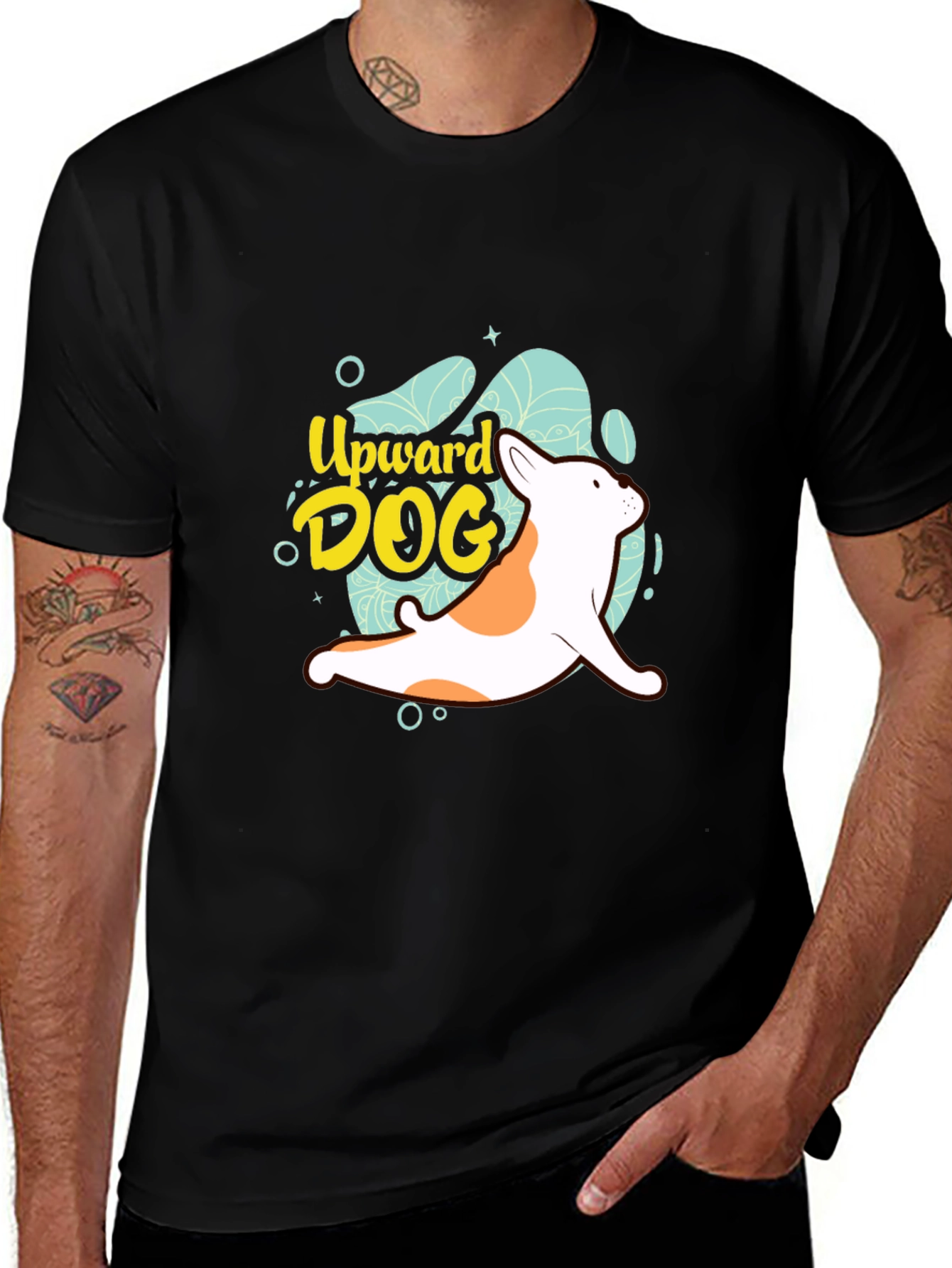 Upward Dog Black T-Shirt - Yoga Lover Tee