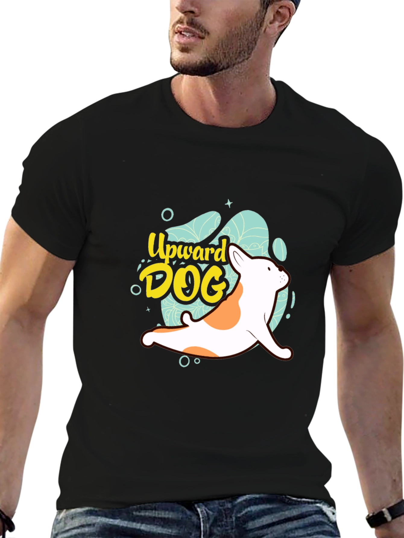 Upward Dog Black T-Shirt - Yoga Lover Tee