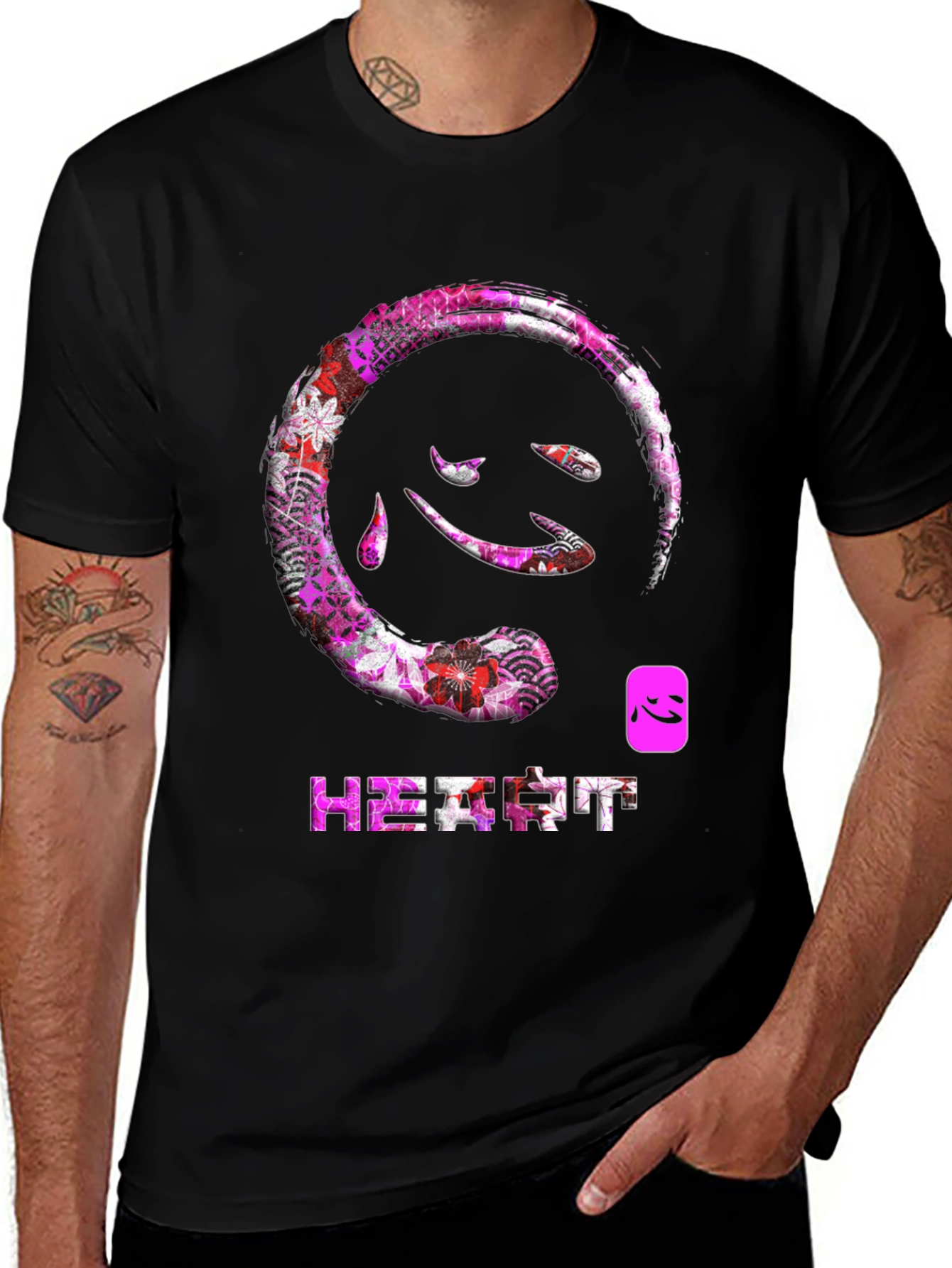 Heart Kanji T-Shirt - Floral Japanese Design