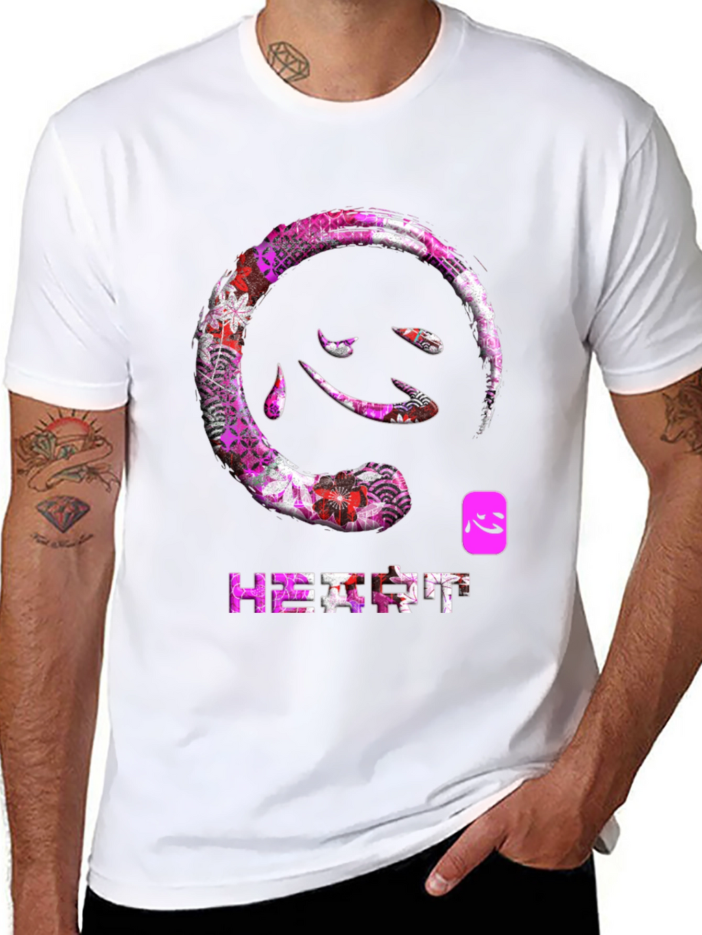 Heart Kanji T-Shirt - Floral Japanese Design