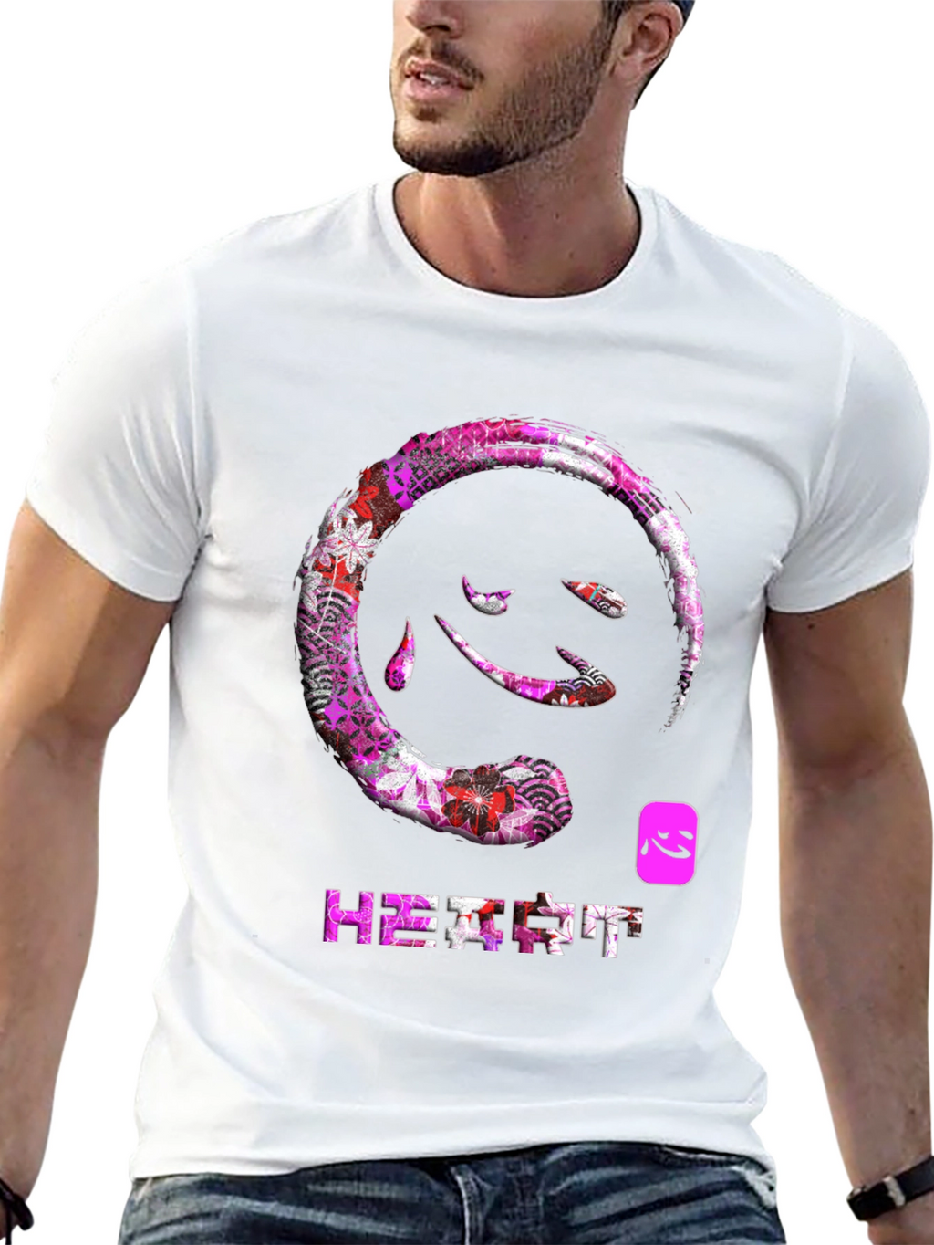 Heart Kanji T-Shirt - Floral Japanese Design