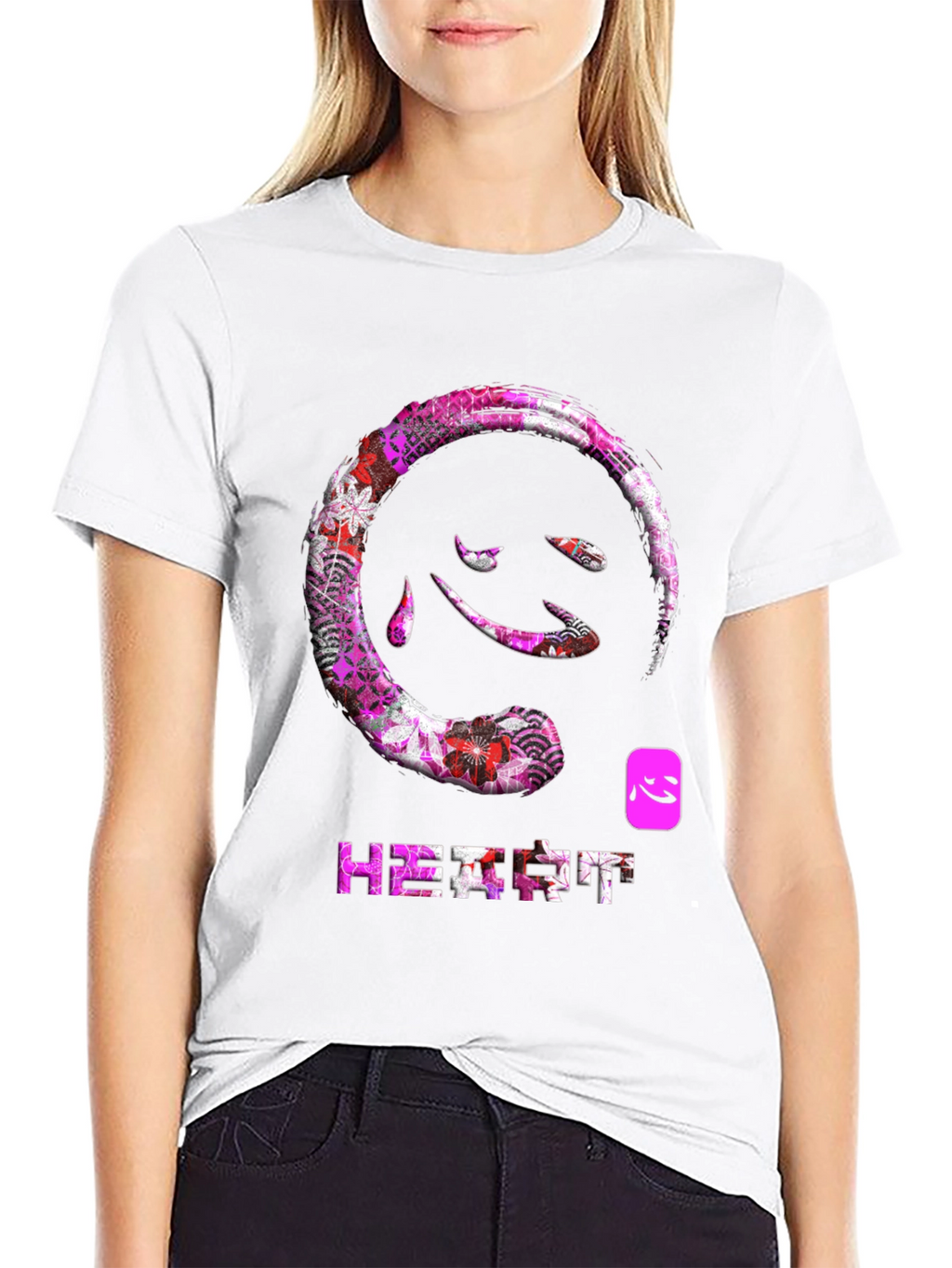 Heart Kanji T-Shirt - Floral Japanese Design