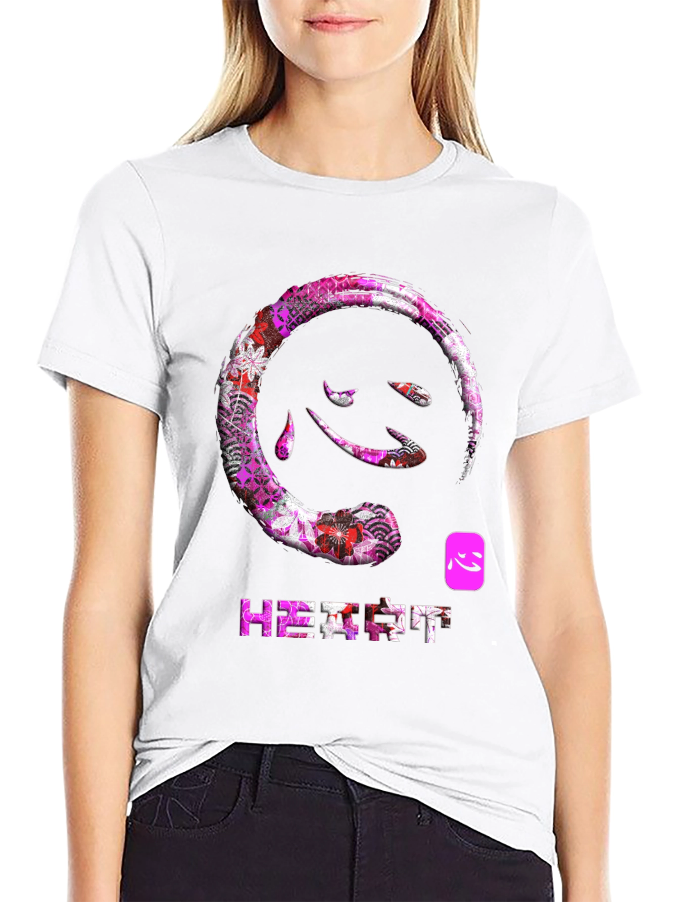 Heart Kanji T-Shirt - Floral Japanese Design