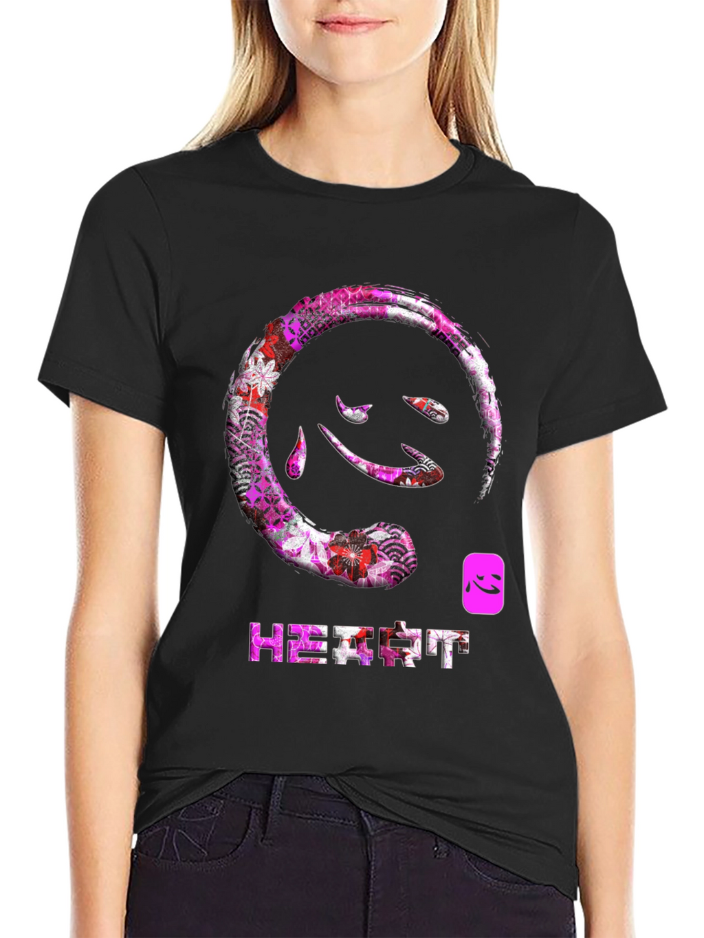 Heart Kanji T-Shirt - Floral Japanese Design