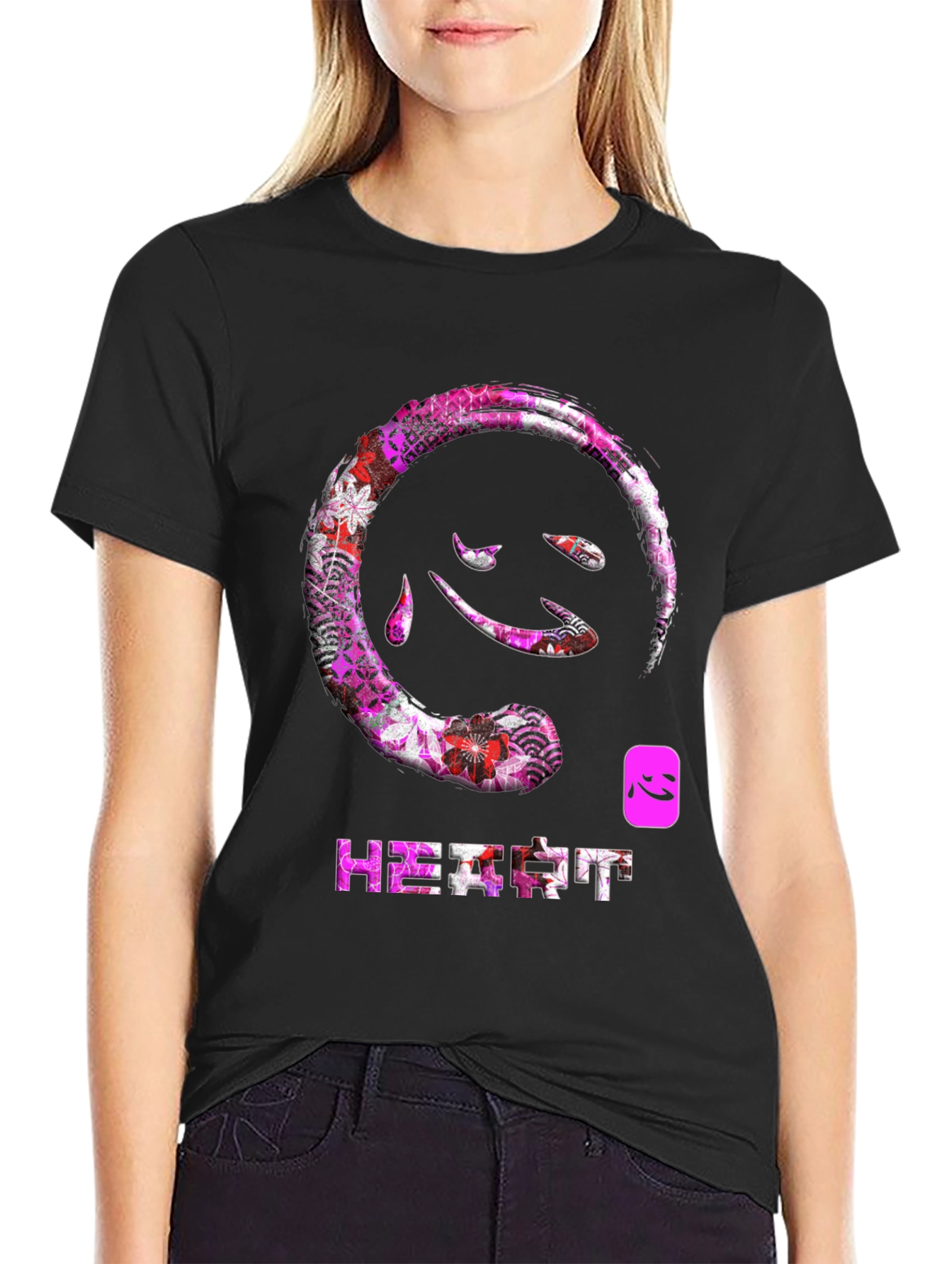 Heart Kanji T-Shirt - Floral Japanese Design