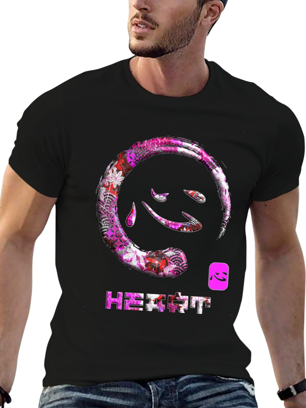 Heart Kanji T-Shirt - Floral Japanese Design