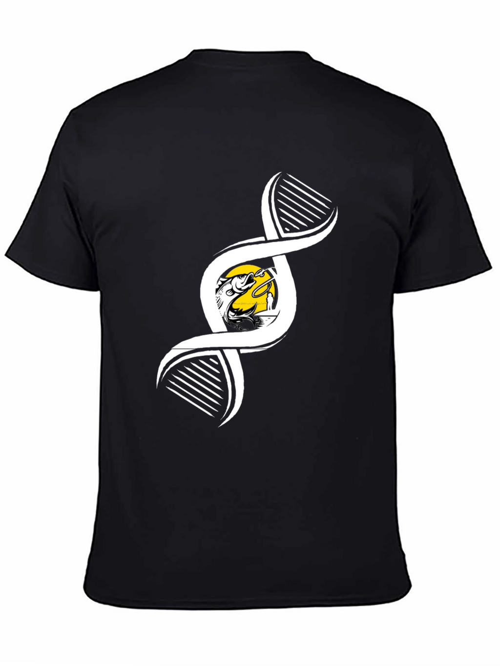 Fishing DNA Graphic Tee - Black Cotton T-Shirt