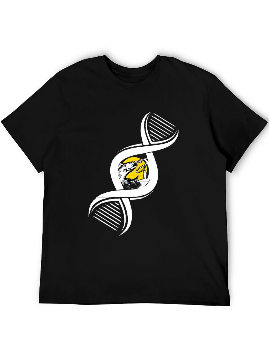 Fishing DNA Graphic Tee - Black Cotton T-Shirt