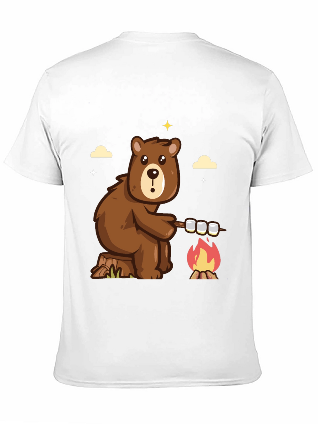 Bear Marshmallow Campfire Graphic T-Shirt
