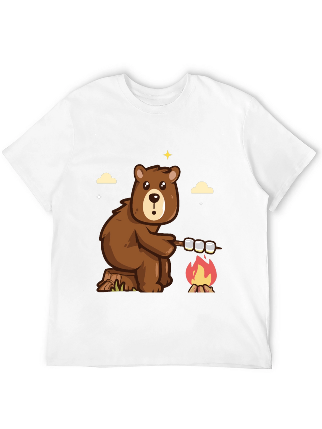 Bear Marshmallow Campfire Graphic T-Shirt