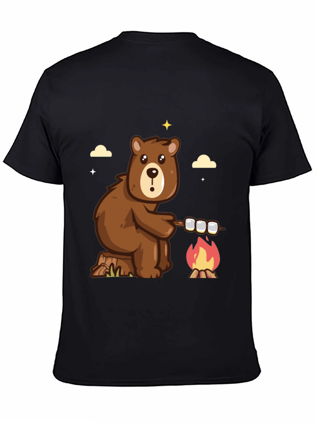 Bear Marshmallow Campfire Graphic T-Shirt