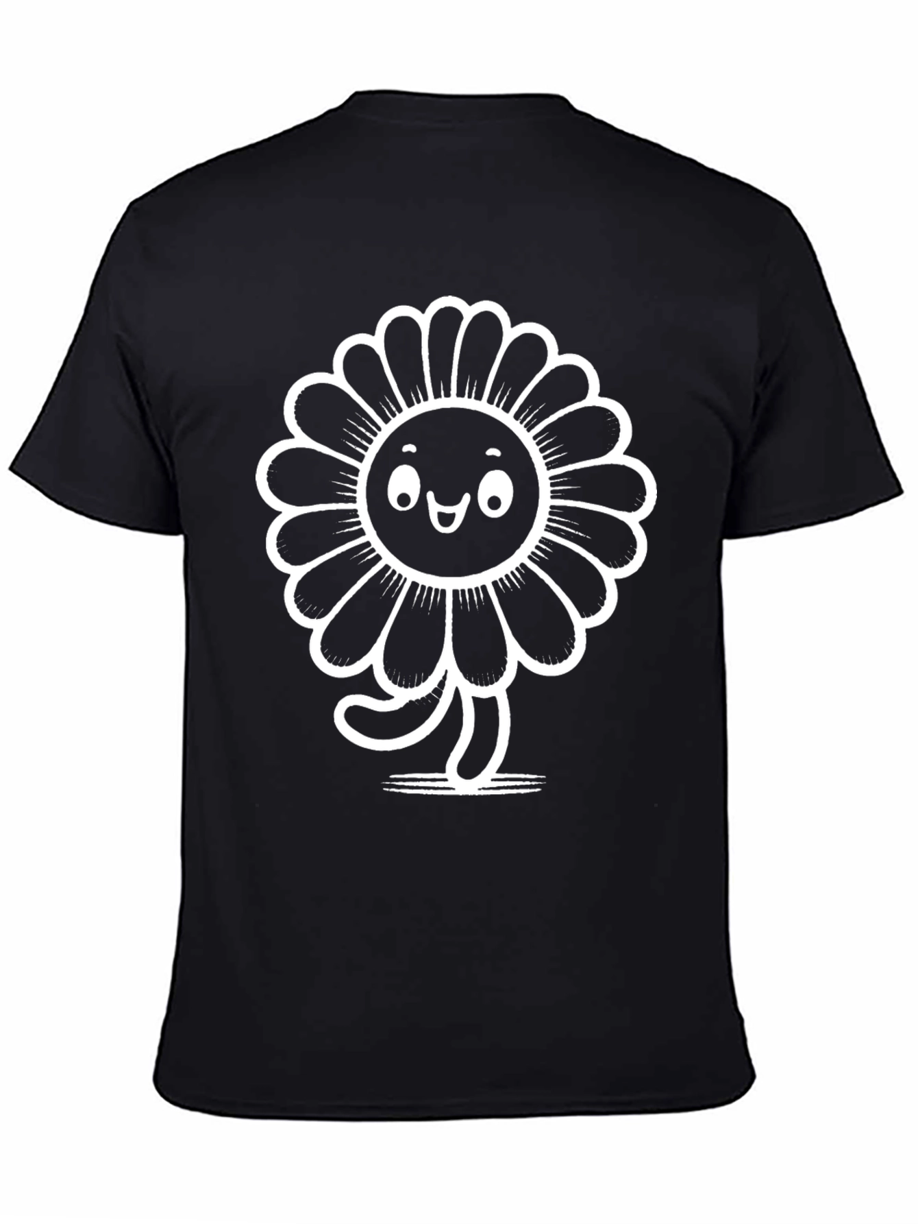 Funky Flower Graphic Tee - Black Cotton T-Shirt
