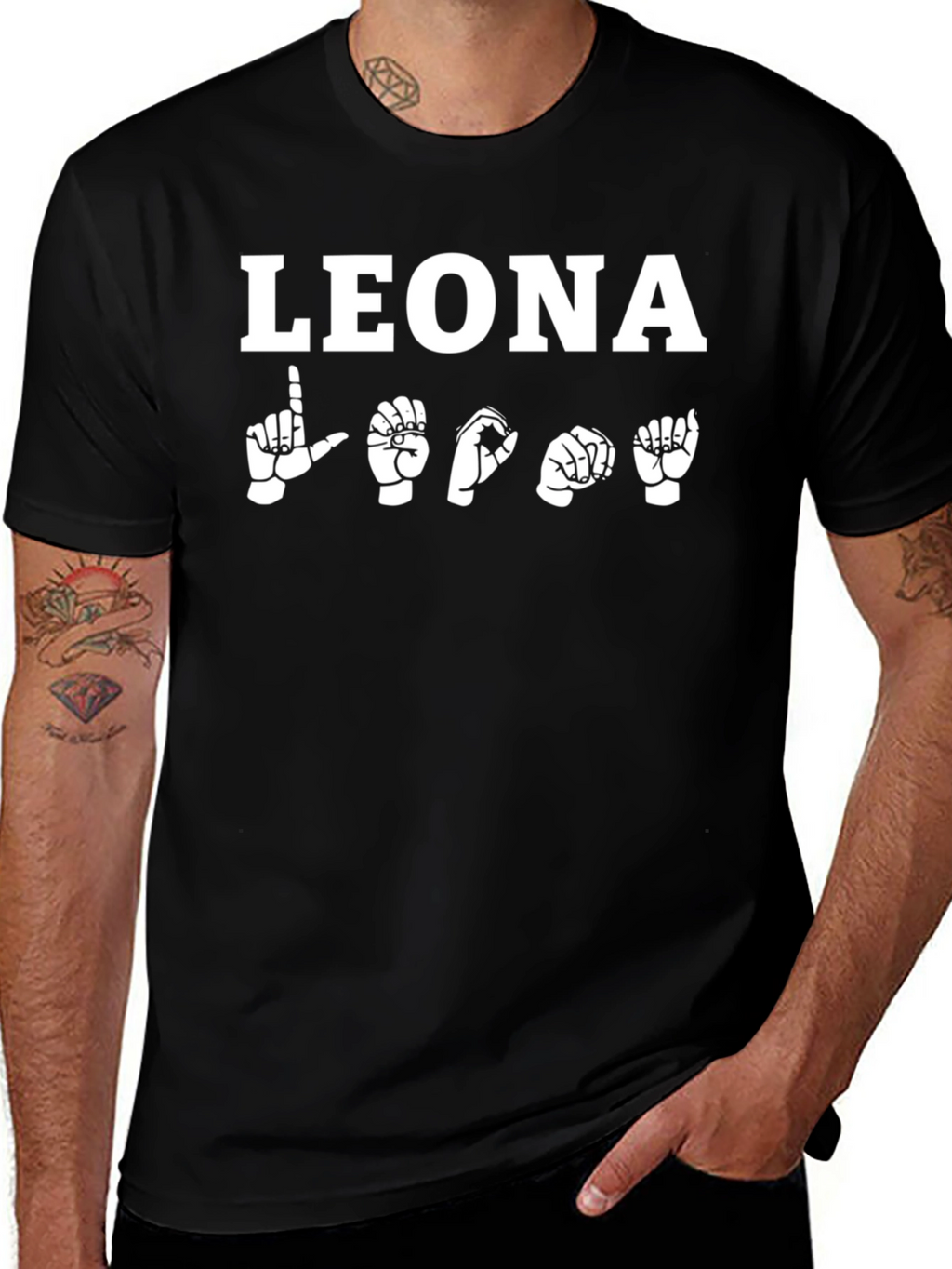 Leona Sign Language T-Shirt Black