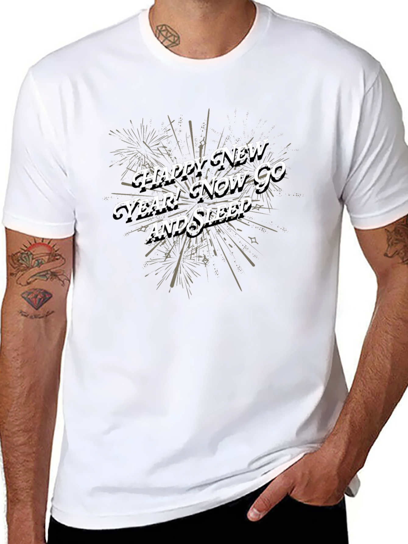 Happy New Year! Now Go And Sleep Black T-Shirt
